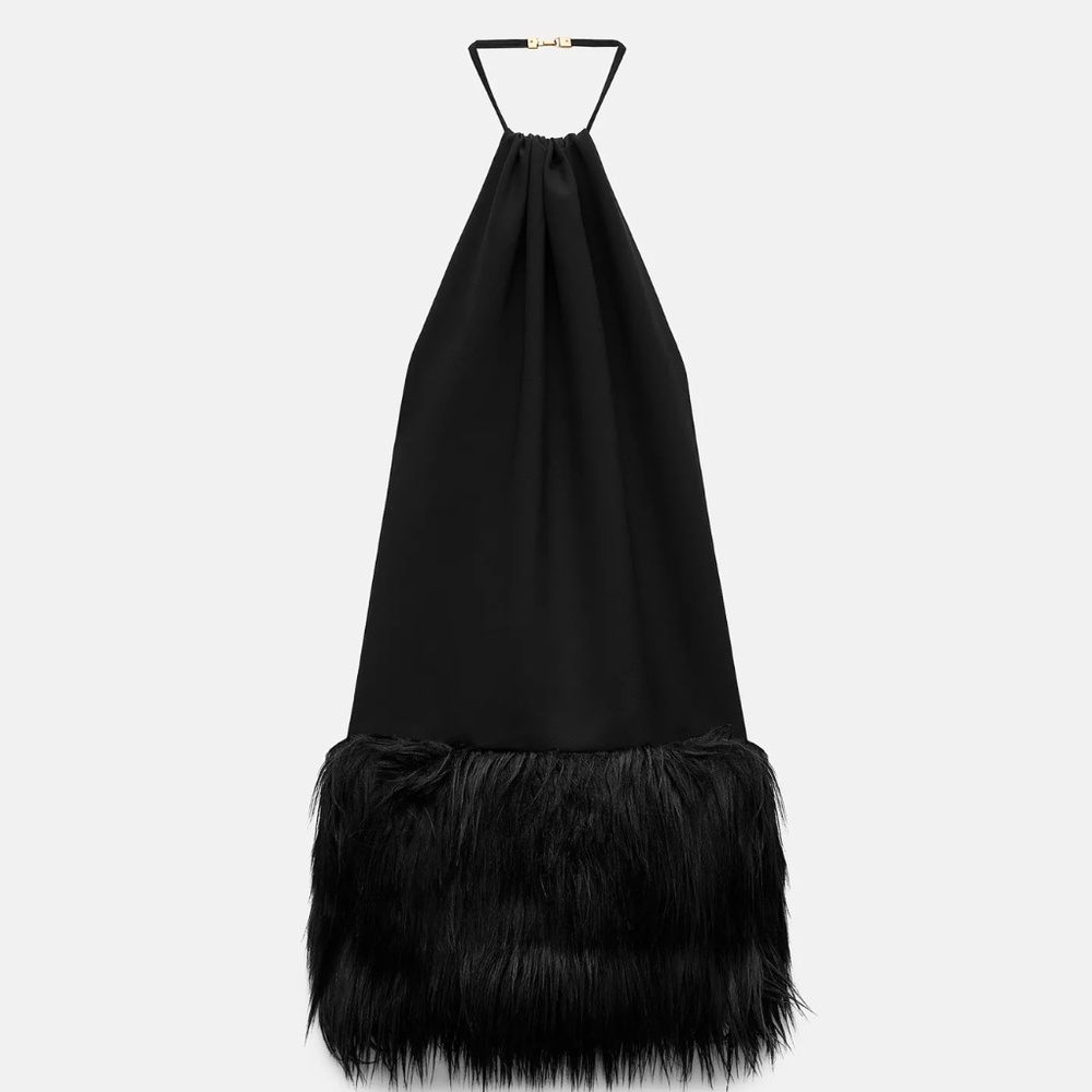 Zara - Faux Fur Hem Dress